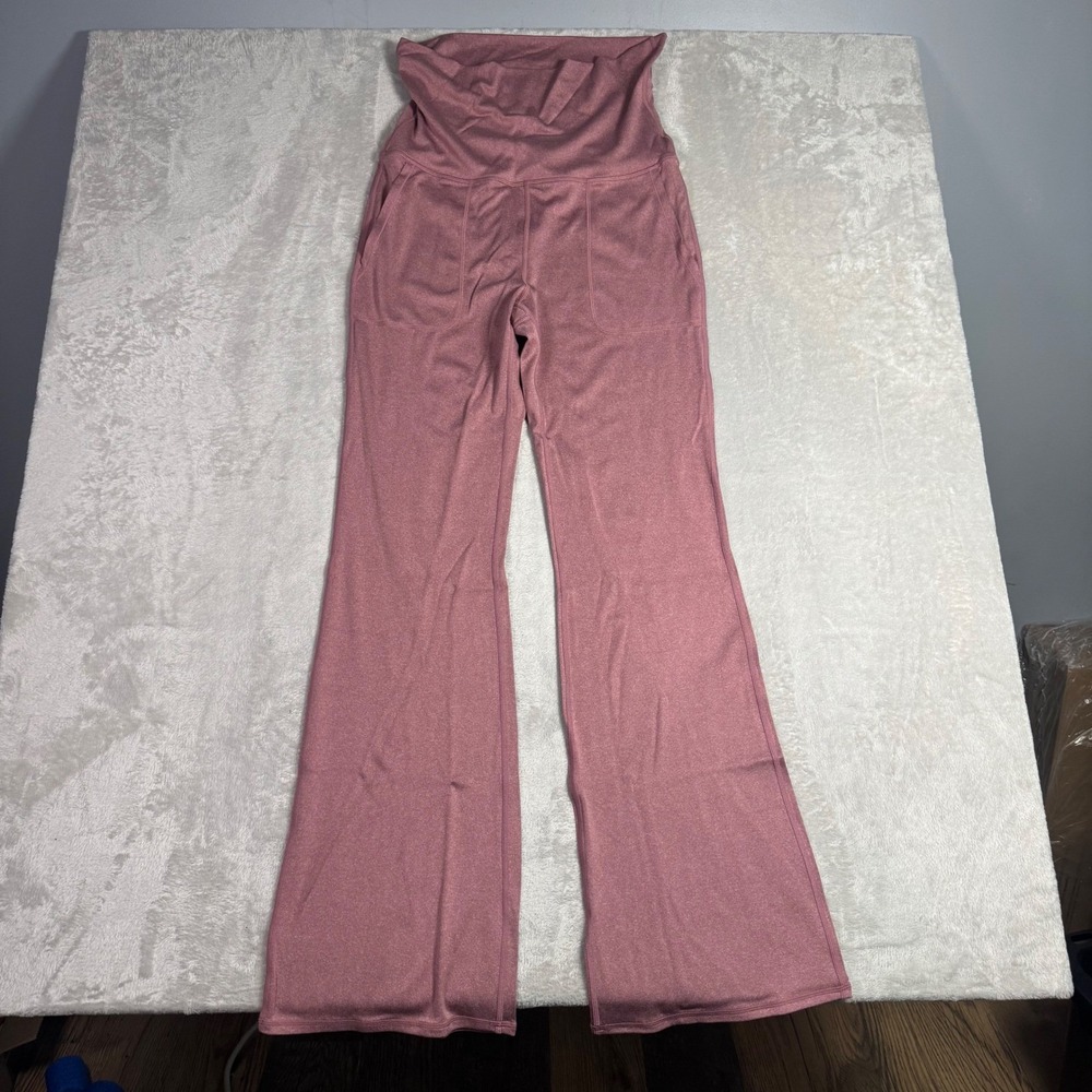 NWT Halara Womens High Waisted Wide Leg Pocket Yoga Leggings XL Pink Heathered